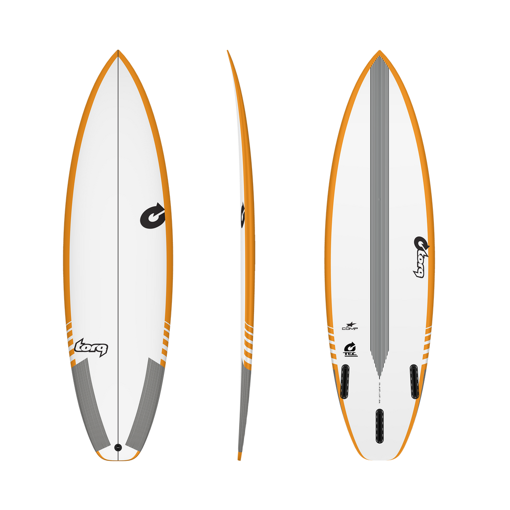 Torq - Comp TEC - Surfboard-Shortboards-Torq-White/Orange Rail-5'6"-Spunkys Surf Shop LLC