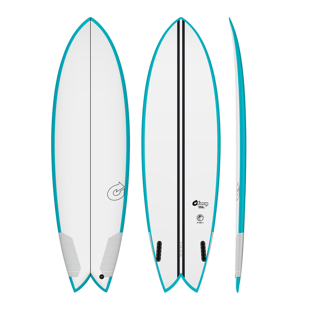 Torq - Fish TEC - Surfboard-Shortboards-Torq-White & Blue Rails-5'6"-Spunkys Surf Shop LLC