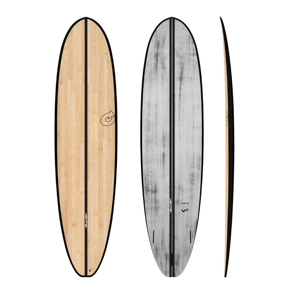 Torq - V+ ACT - Surfboard-Funboards-Torq-Bamboo & Black Rail-7'4"-Spunkys Surf Shop LLC