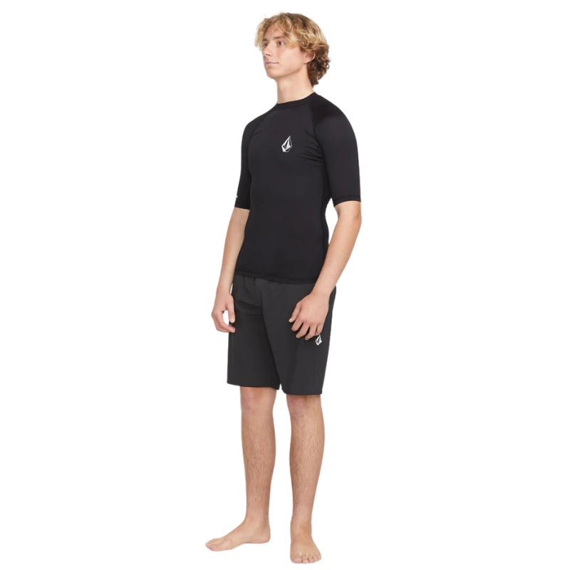 Volcom - Lido Short Sleeve - Lycra - Mens-Shorts-Volcom-Black-XS-Spunkys Surf Shop LLC